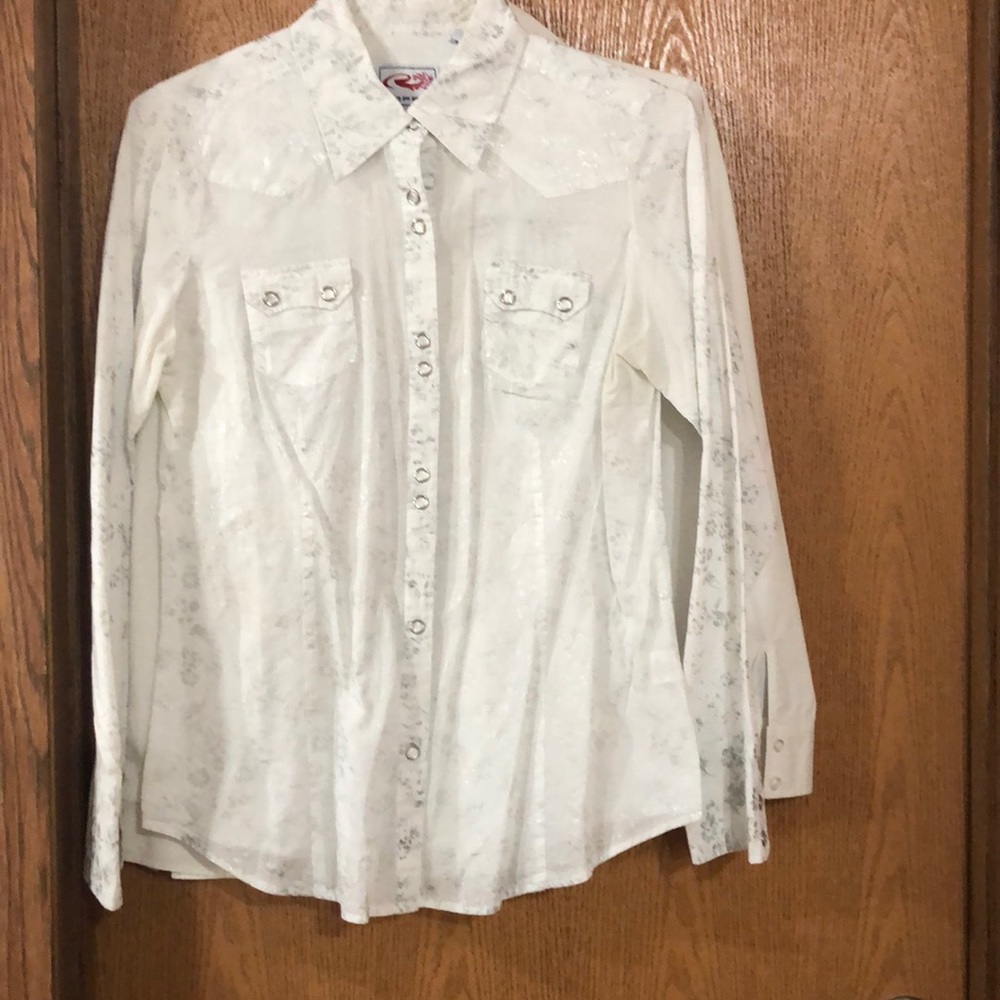 White button down western shirt